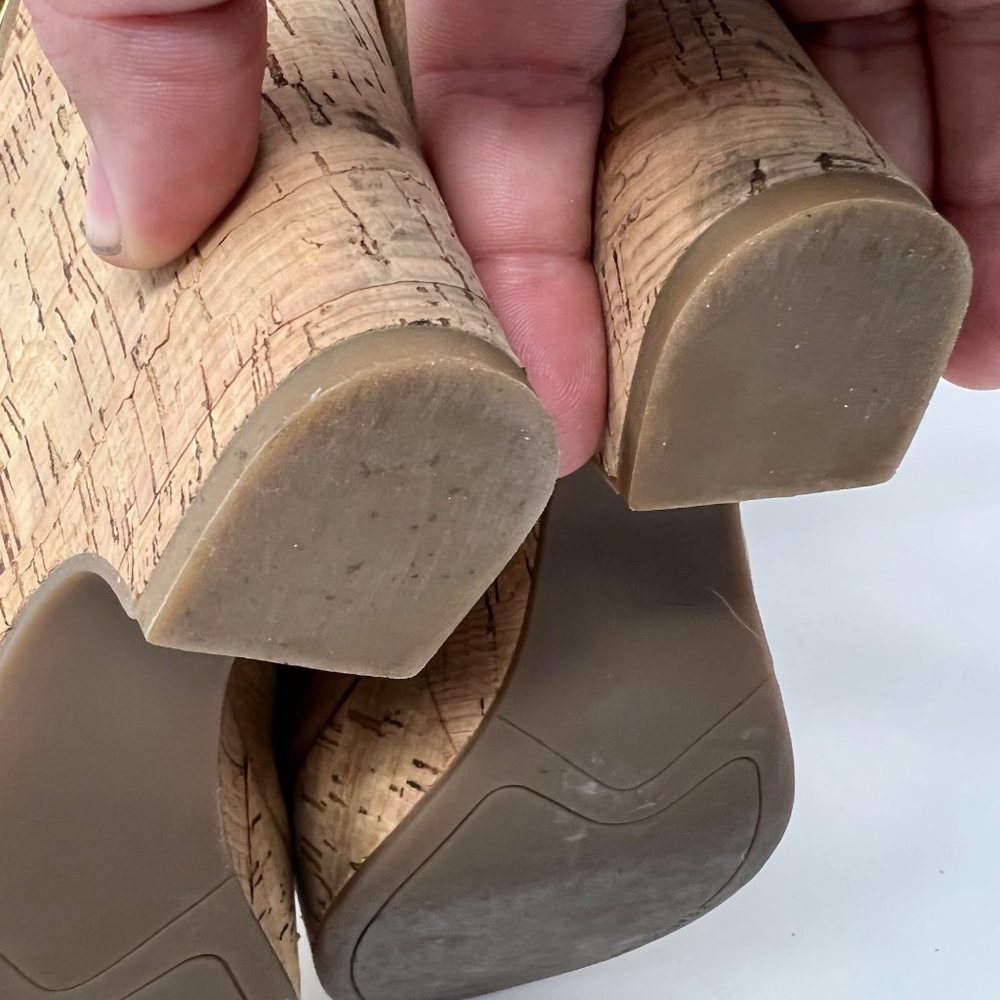 FRANCO SARTO Tan Suede Leather Wedge 5" Heel Open Toe Sandal Size 9.5M - Picture 15 of 16
